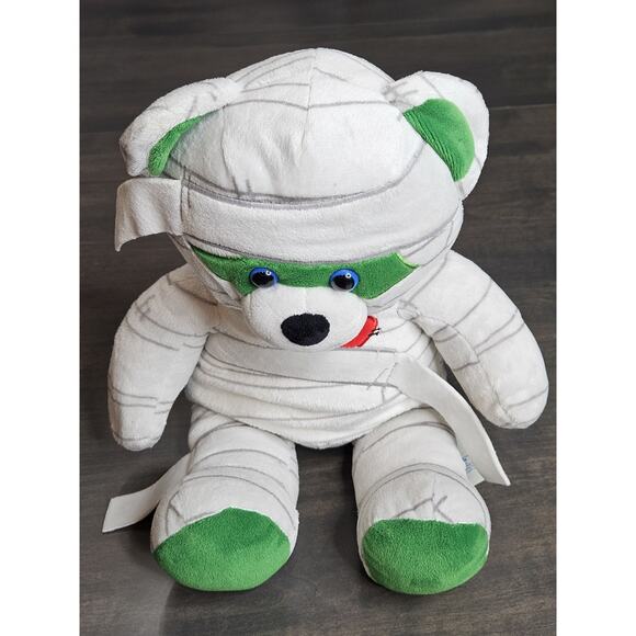Build A Bear Mummy 17" Plush Retired Stuffed Animal Halloween Green Red Heart - Picture 1 of 5